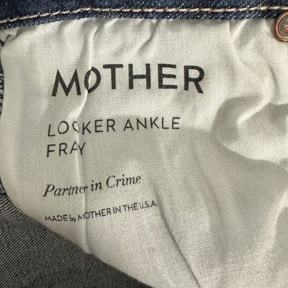 Mother Looker Ankle Fray Denim Jean Partner in Crime | Medium/Dark Wash | SZ 26 - Picture 9 of 12
